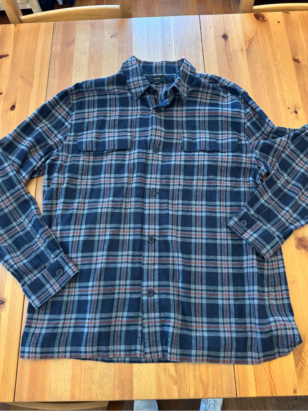 NWT! Vince Kingston Plaid Long Sleeve Flannel Button Down shirt
